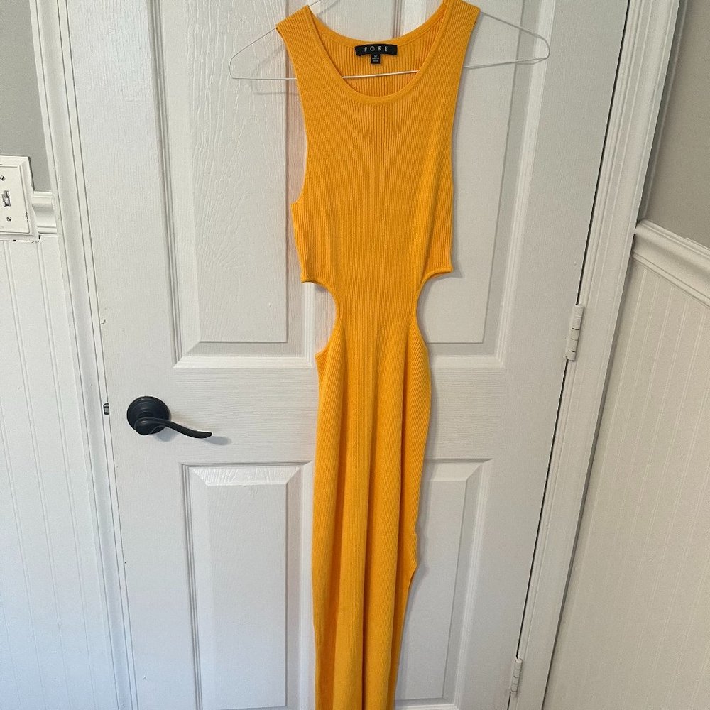 VICI Yellow Cutout ribbed Maxi Dress Size M